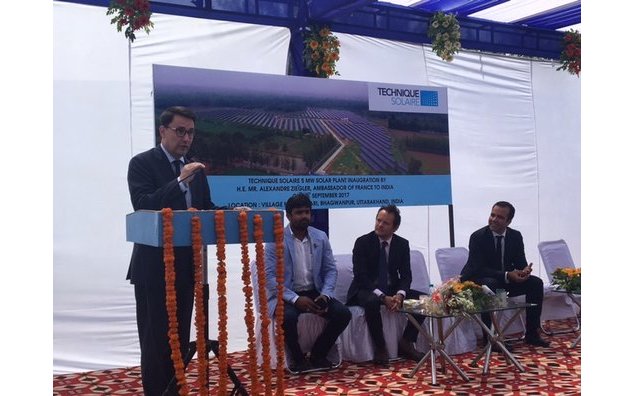 French Ambassador inaugurates 5-MW solar power plant developed by Technique Solaire, in Bhagwanpur, Uttarakhand